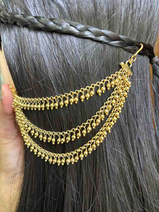 EC004 Gold Bead 3 Layer Ear chain