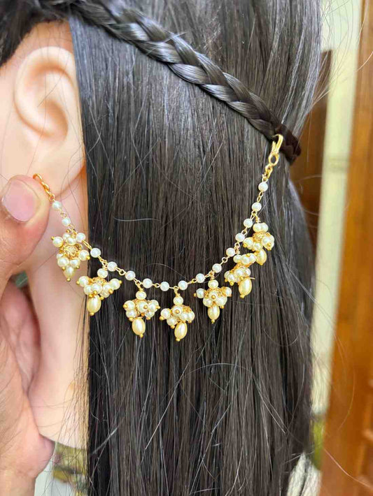 EC002 Pearl Mini Jhumka Hanging  Ear Chain