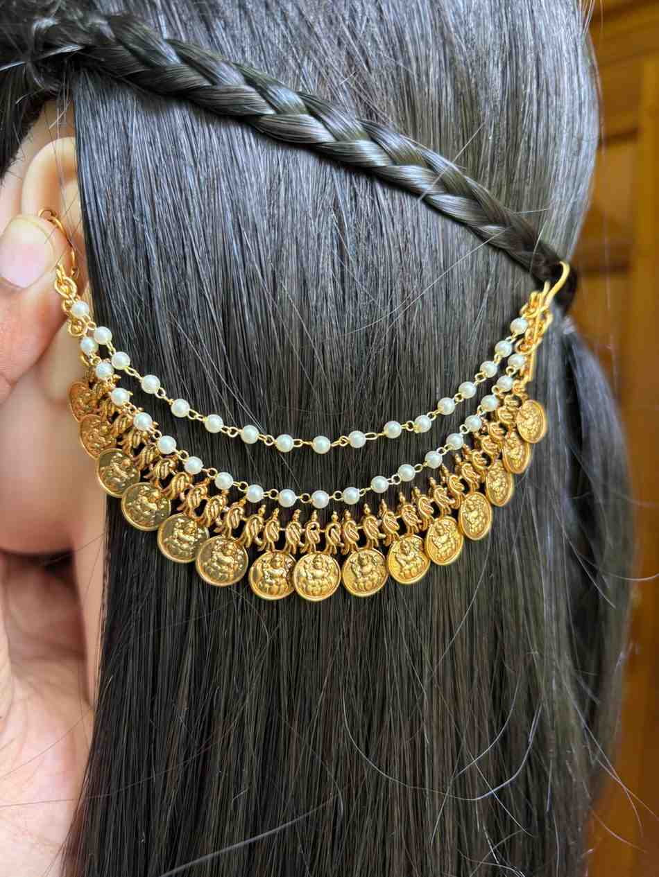 EC011 coin Ear chain 3 layer matte finish