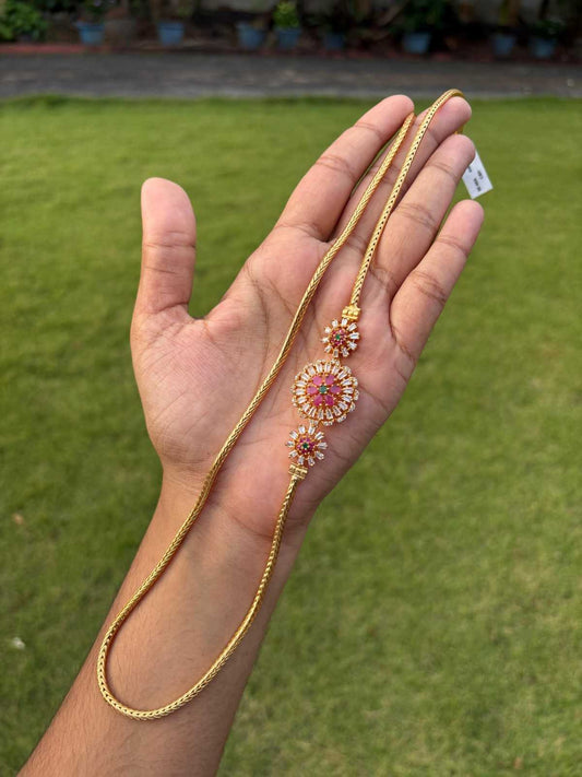 C018 Stone Flower Mogappu Chain 24 inch