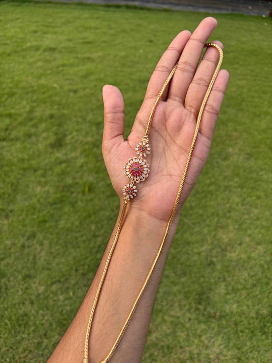 C018 Stone Flower Mogappu Chain 24 inch