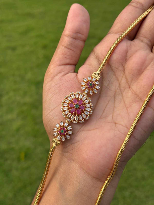 C018 Stone Flower Mogappu Chain 24 inch