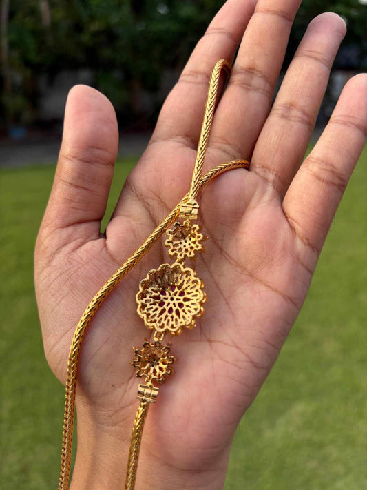C018 Stone Flower Mogappu Chain 24 inch
