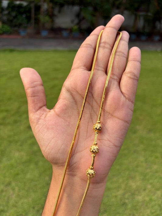 C023 Gold Ball Mogappu 26 inch long chain with S Hook