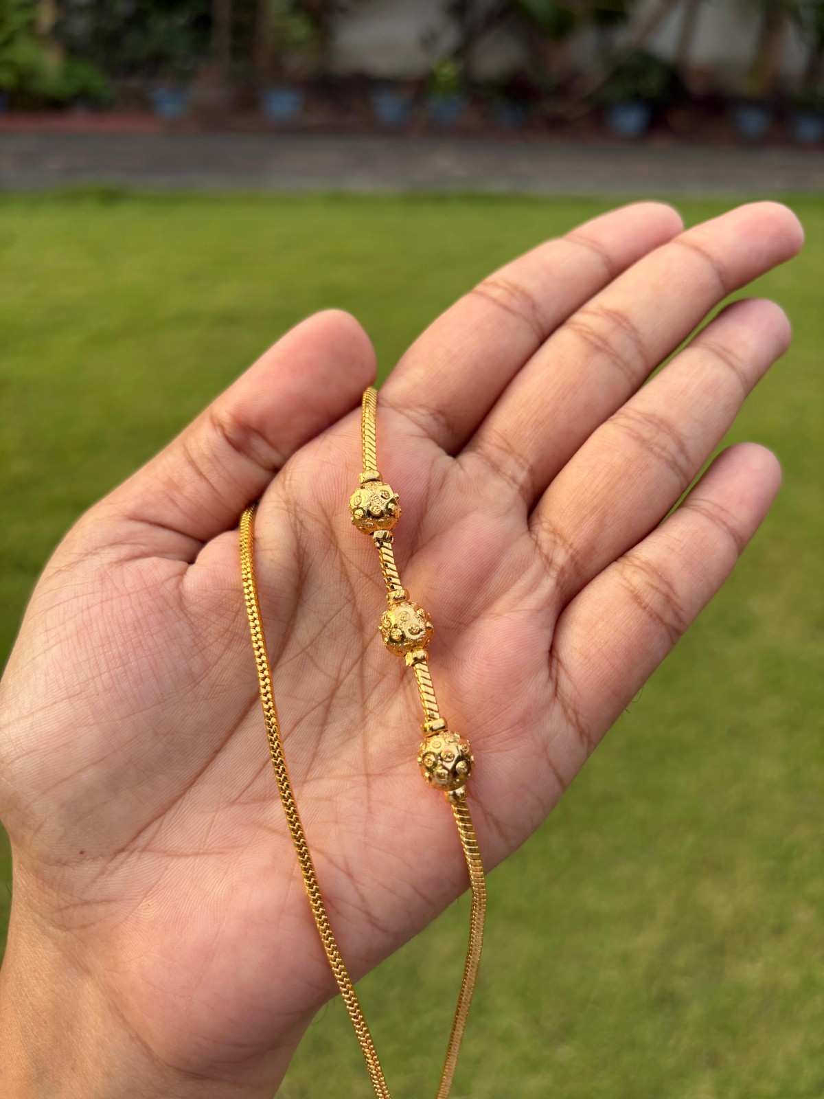 C023 Gold Ball Mogappu 26 inch long chain with S Hook