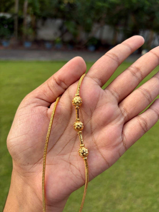 C023 Gold Ball Mogappu 26 inch long chain with S Hook