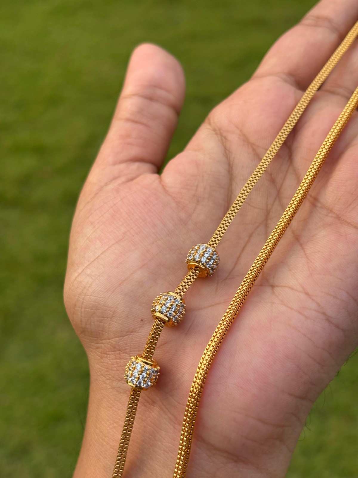 C021 white stone Ball Pattern 26 inch Mogappu chain