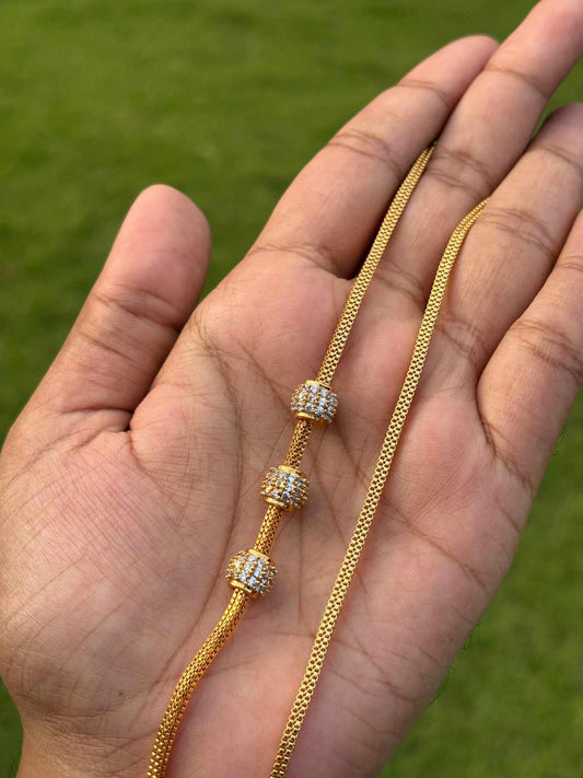 C021 white stone Ball Pattern 26 inch Mogappu chain