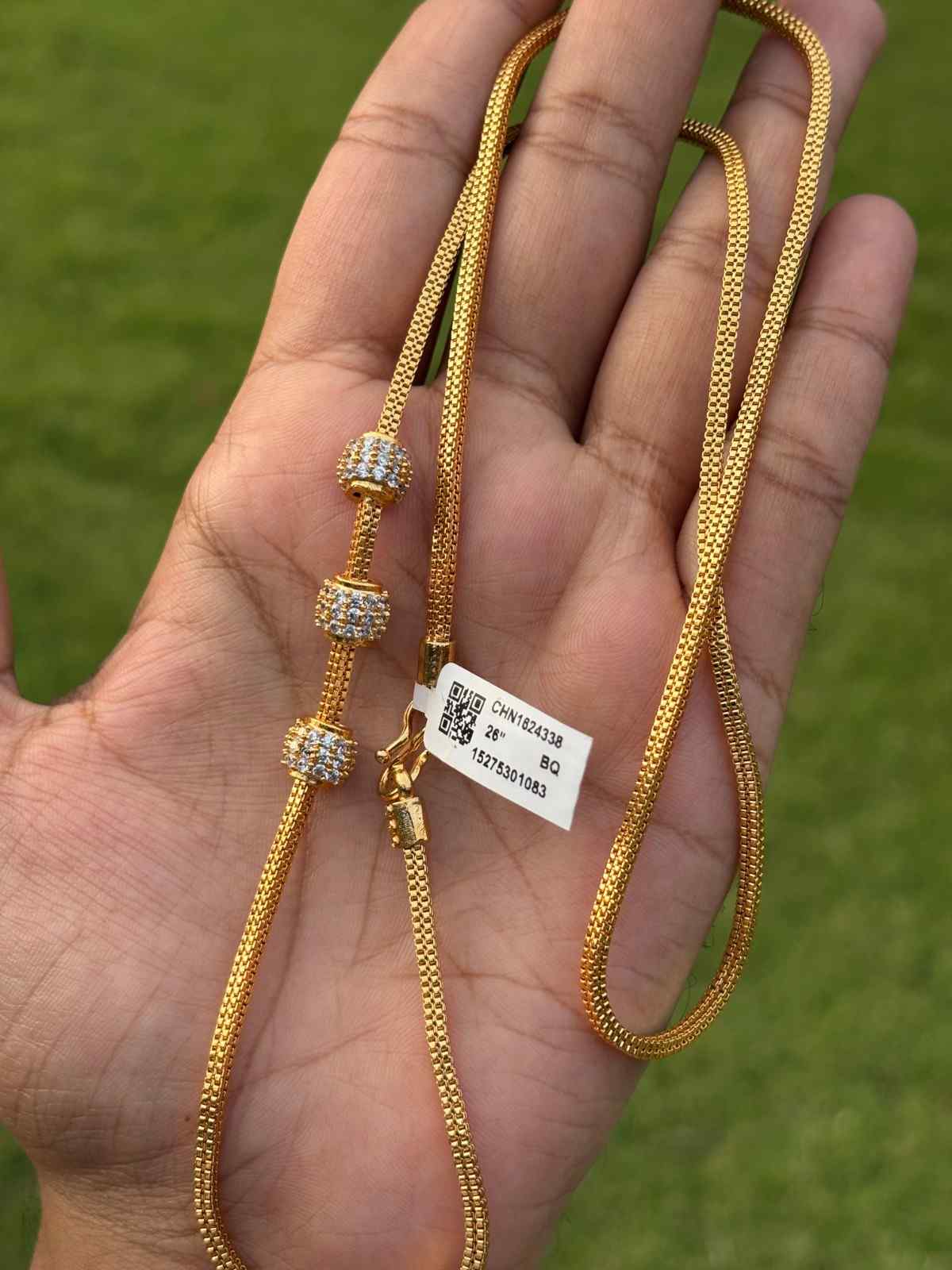 C021 white stone Ball Pattern 26 inch Mogappu chain