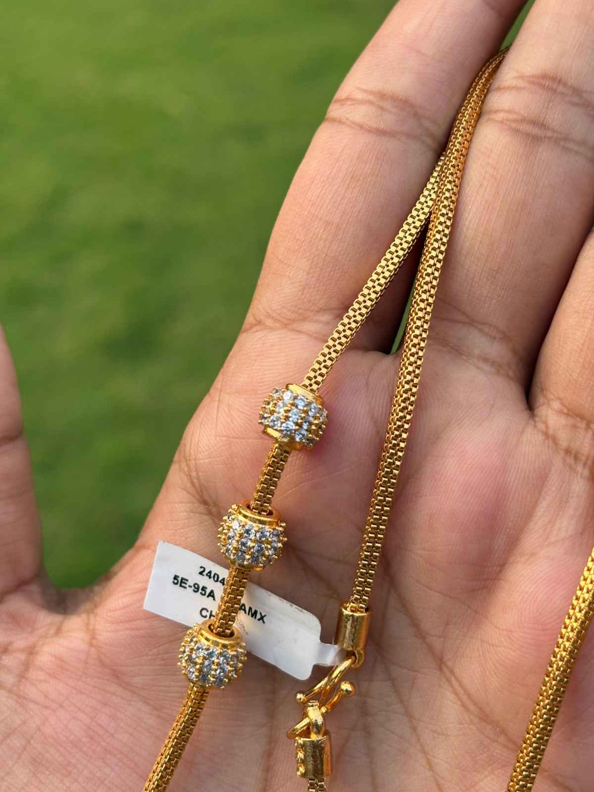 C021 white stone Ball Pattern 26 inch Mogappu chain