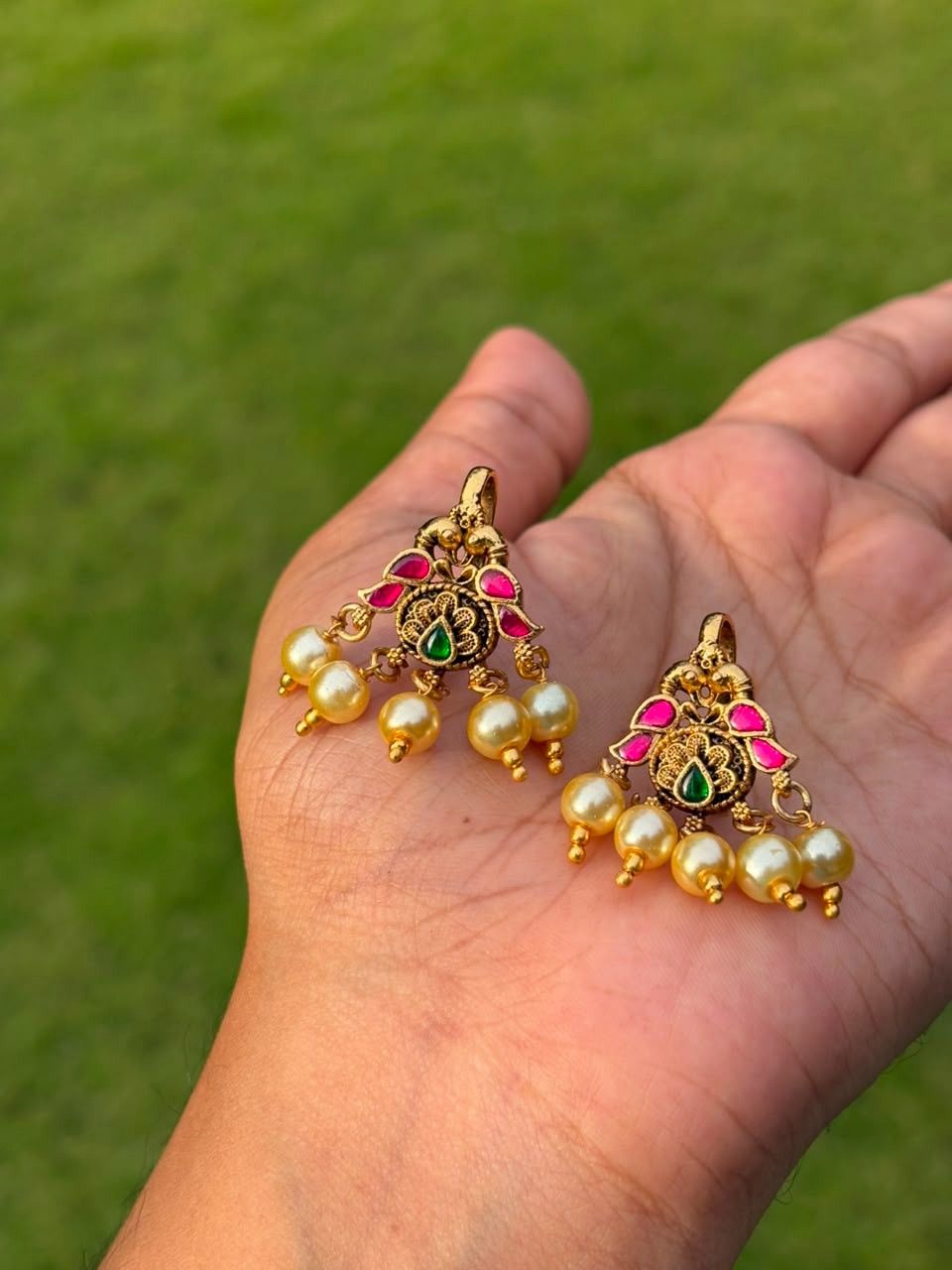 J0205  Premium Quality Jadau Kundan Bugadi with Pearl Hangings