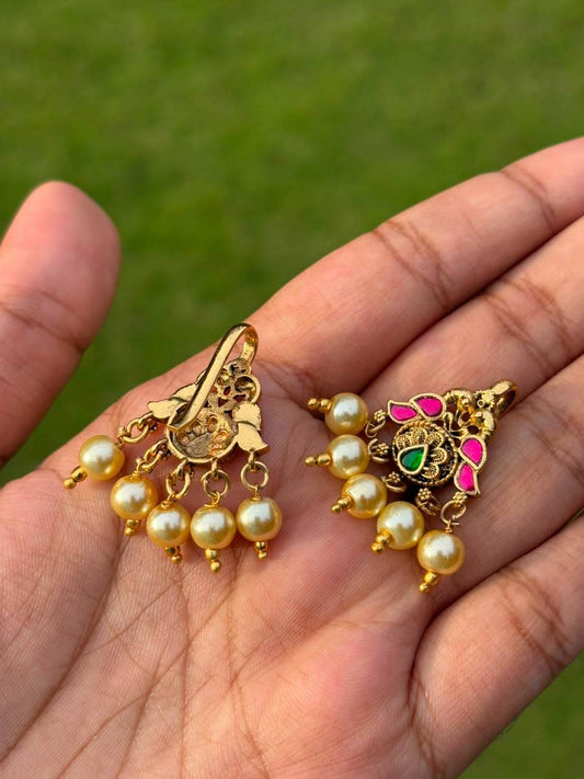 J0205  Premium Quality Jadau Kundan Bugadi with Pearl Hangings