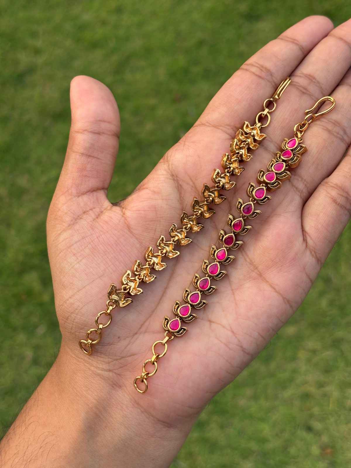 EC018  Jadau Kundan Brass Base Straight Mattal