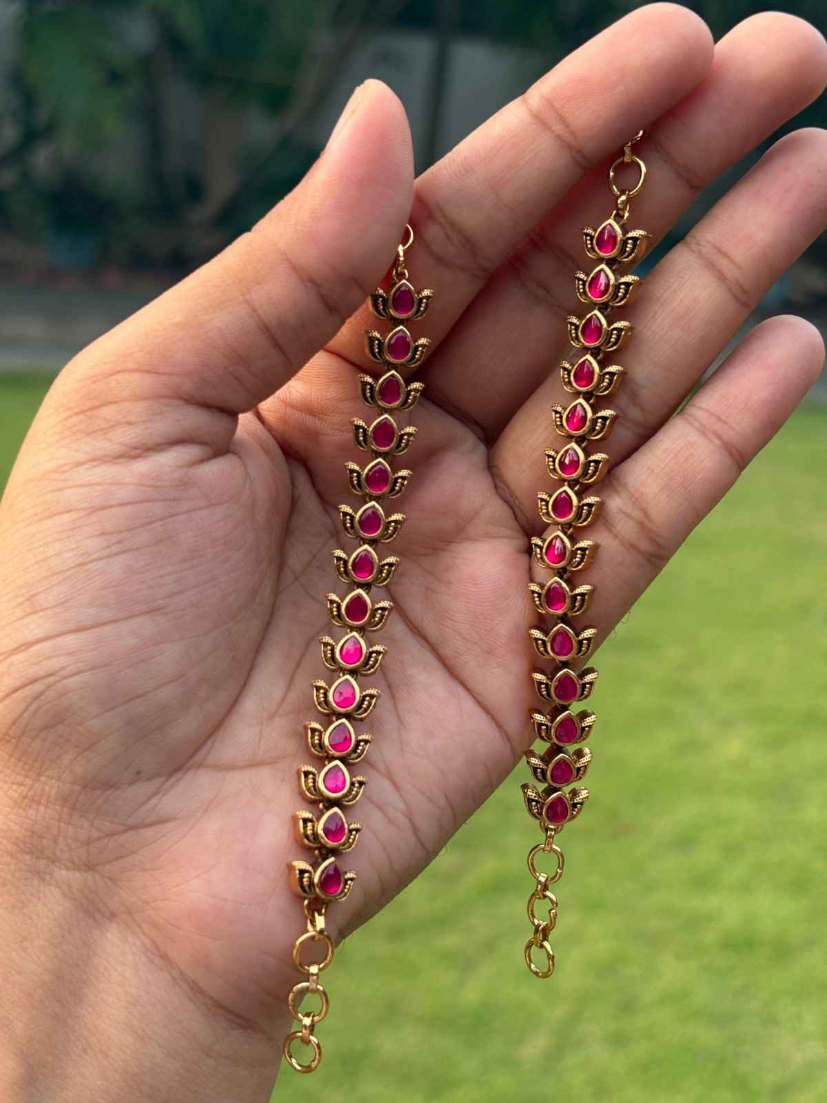 EC018  Jadau Kundan Brass Base Straight Mattal