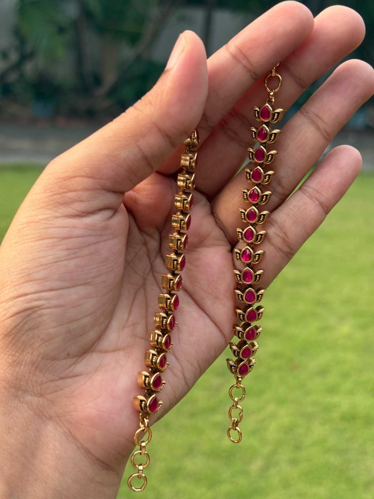EC018  Jadau Kundan Brass Base Straight Mattal