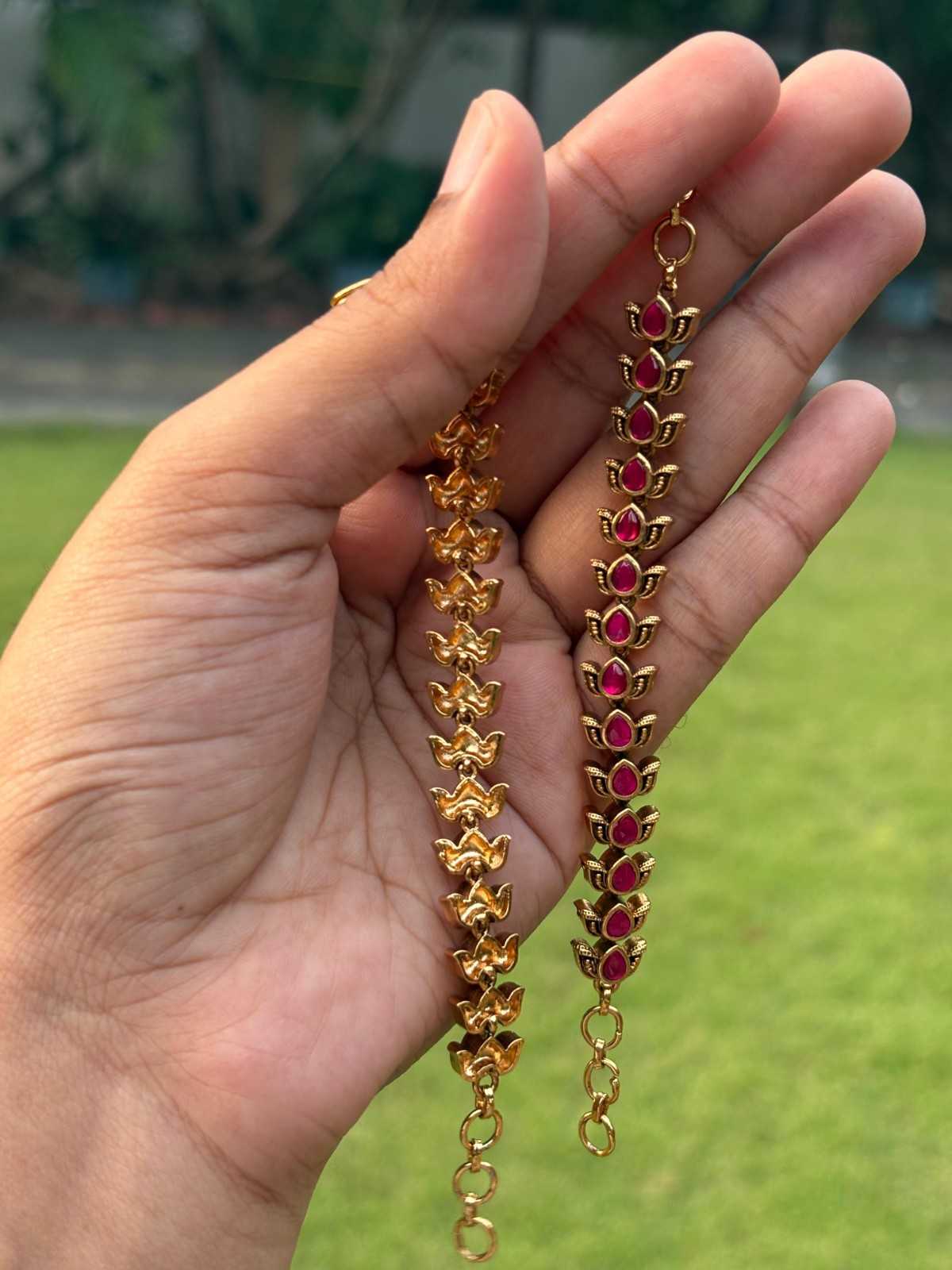 EC018  Jadau Kundan Brass Base Straight Mattal
