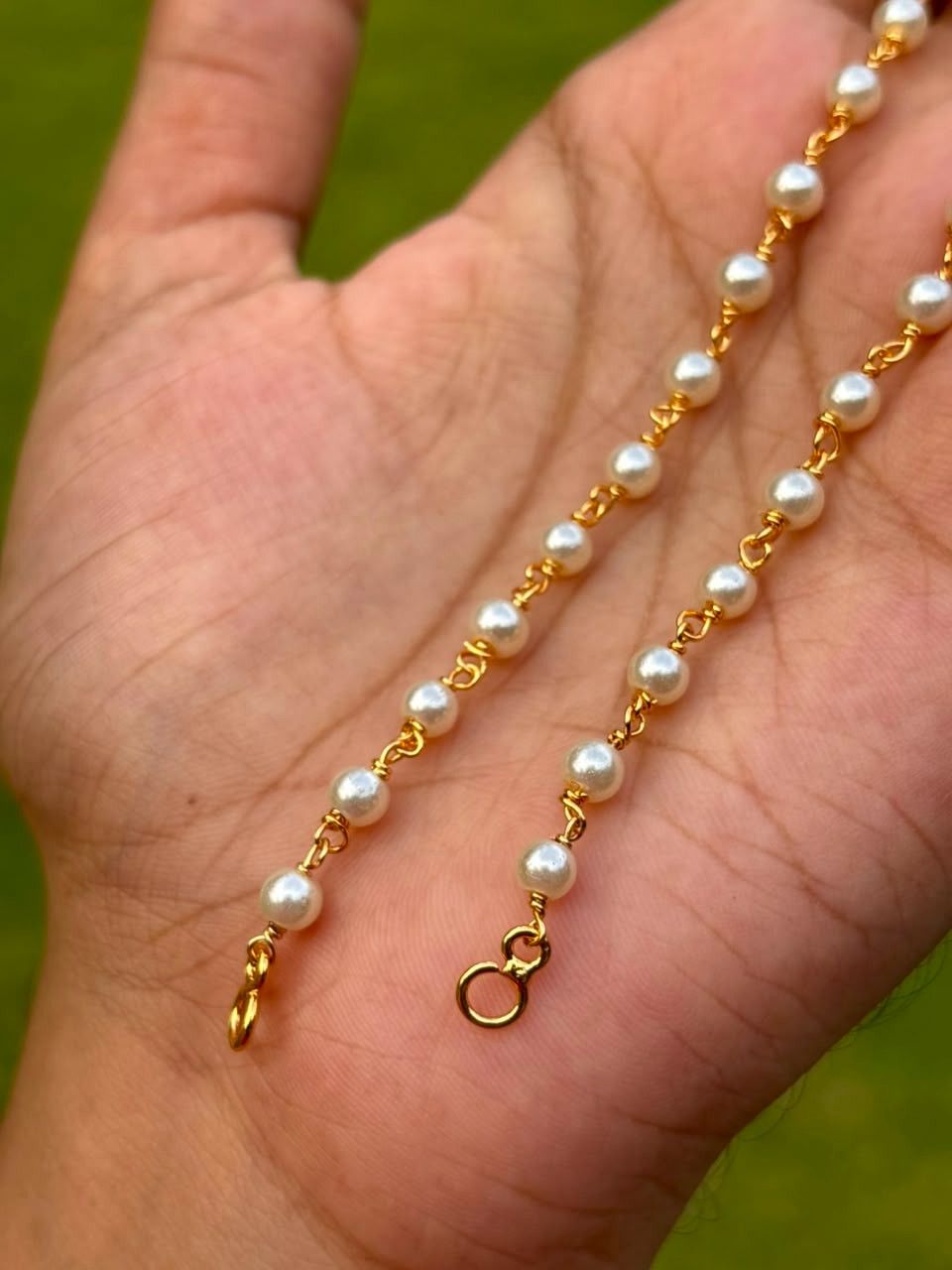 EC021 Jadau kundan pearl ear chain