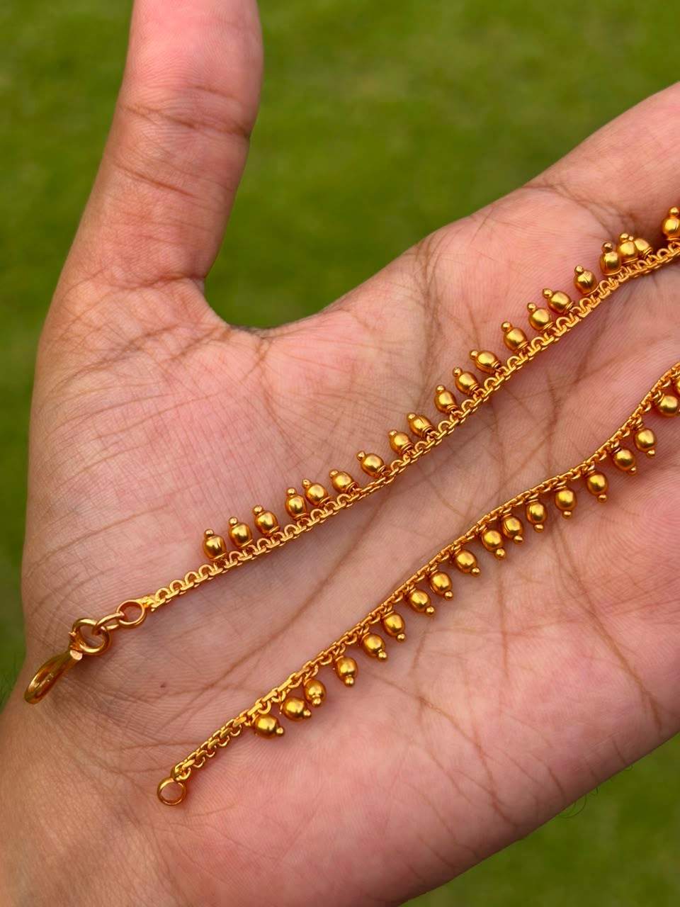 EC023 Gold Bead Single line mattal earchain