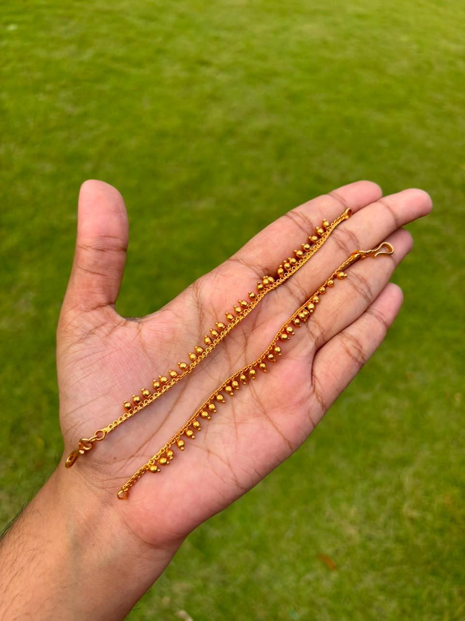 EC023 Gold Bead Single line mattal earchain
