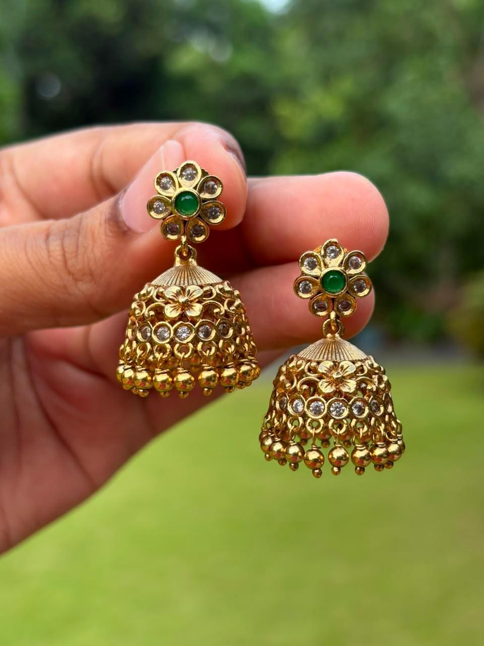 J0089 Small Size Floral Jhumka