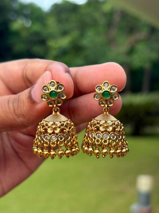 J0089 Small Size Floral Jhumka