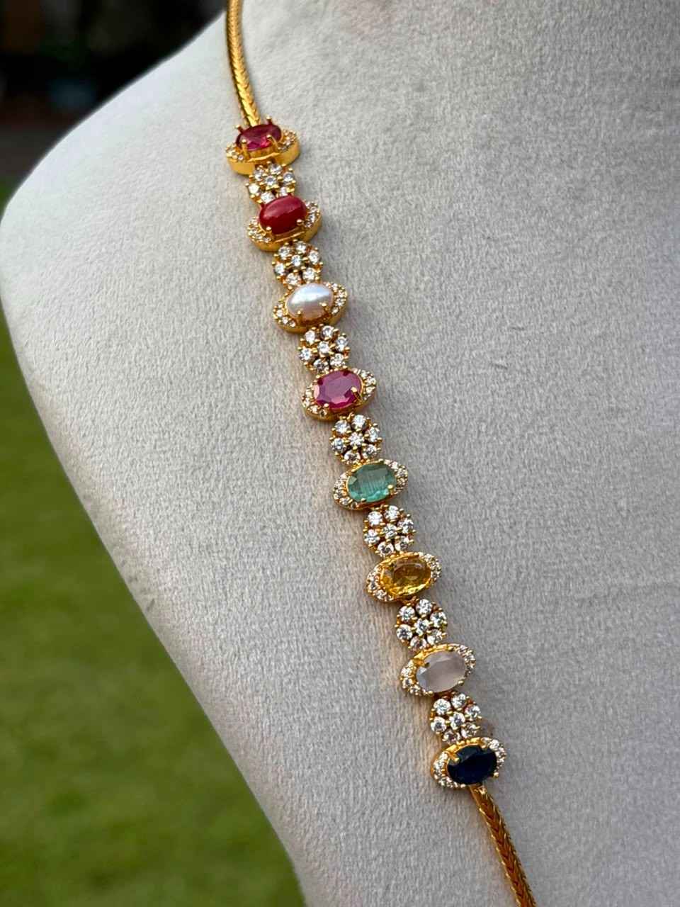 NOTE 2 WEEKS TO DISPATCH UNDER MAKING CAN PREBOOK HERE  C026 Microplated Navaratnam  Mogappu chain 30 inches