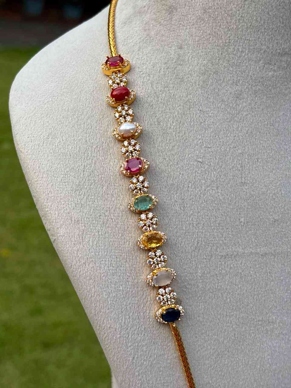 NOTE 2 WEEKS TO DISPATCH UNDER MAKING CAN PREBOOK HERE  C026 Microplated Navaratnam  Mogappu chain 30 inches