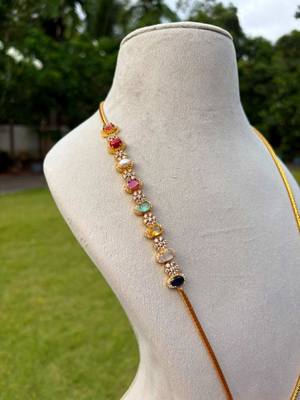 NOTE 2 WEEKS TO DISPATCH UNDER MAKING CAN PREBOOK HERE  C026 Microplated Navaratnam  Mogappu chain 30 inches
