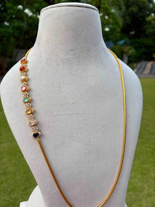 NOTE 2 WEEKS TO DISPATCH UNDER MAKING CAN PREBOOK HERE  C026 Microplated Navaratnam  Mogappu chain 30 inches