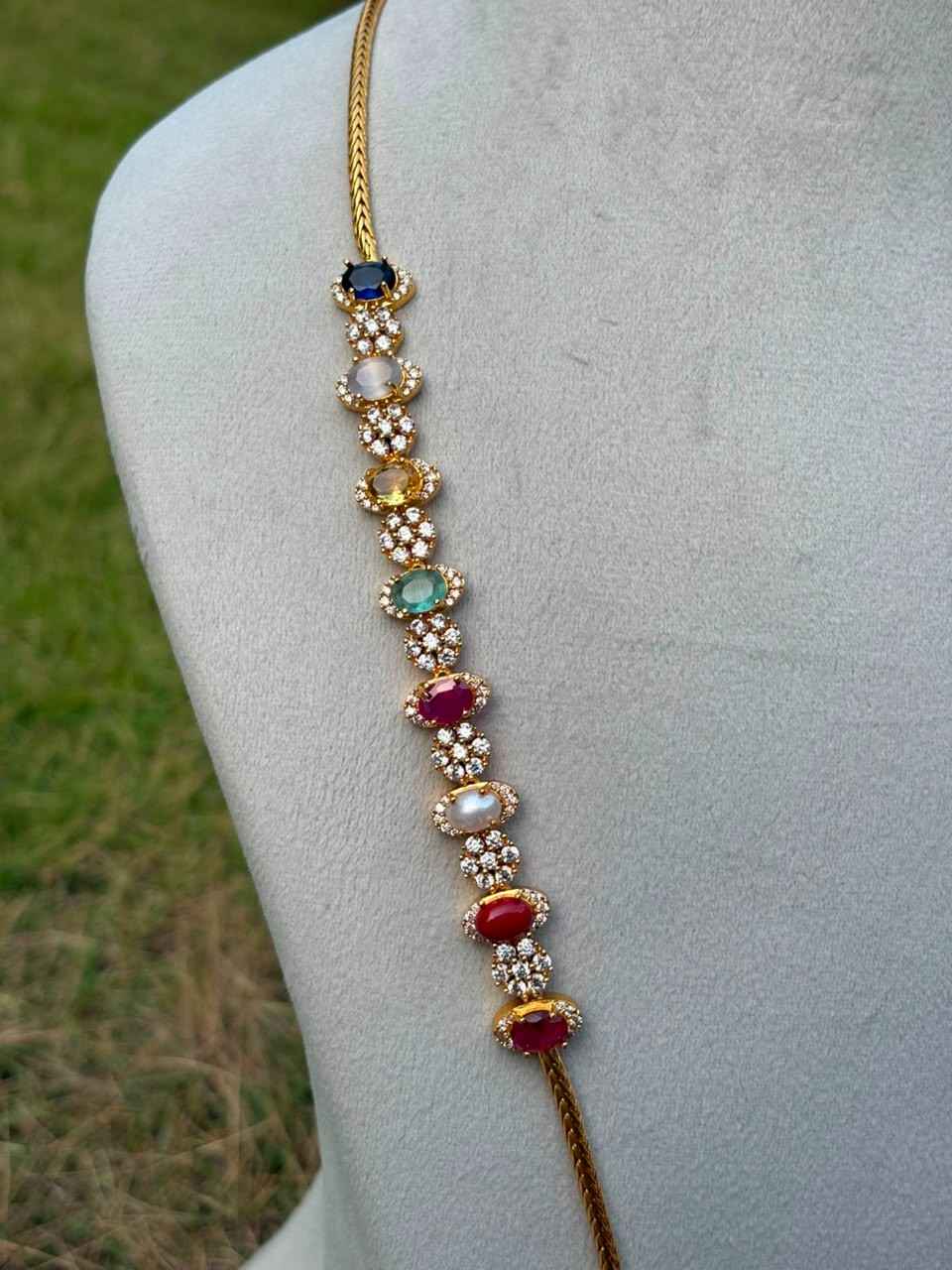 NOTE 2 WEEKS TO DISPATCH UNDER MAKING CAN PREBOOK HERE  C026 Microplated Navaratnam  Mogappu chain 30 inches