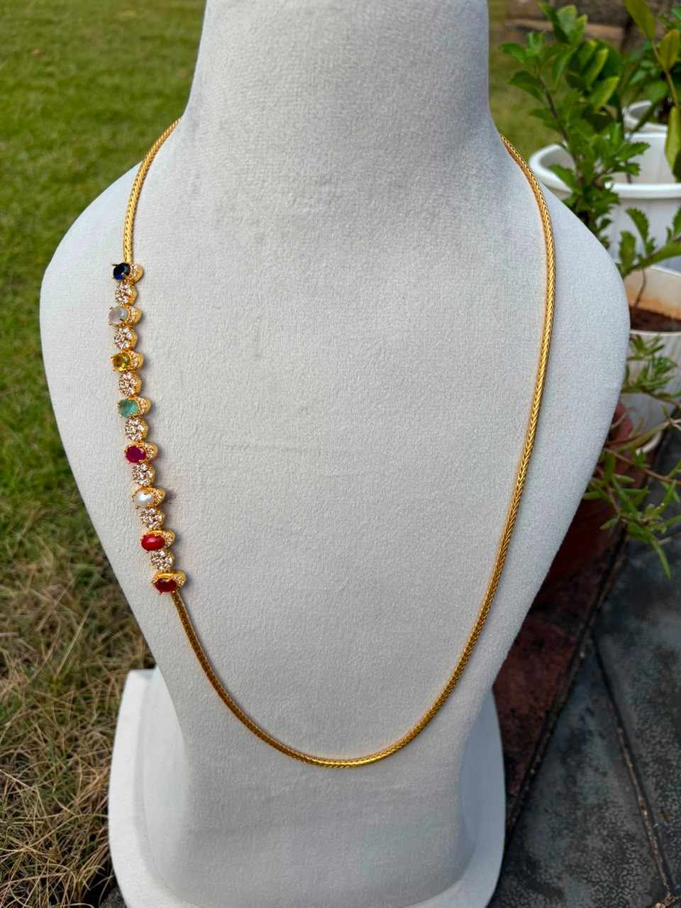NOTE 2 WEEKS TO DISPATCH UNDER MAKING CAN PREBOOK HERE  C026 Microplated Navaratnam  Mogappu chain 30 inches