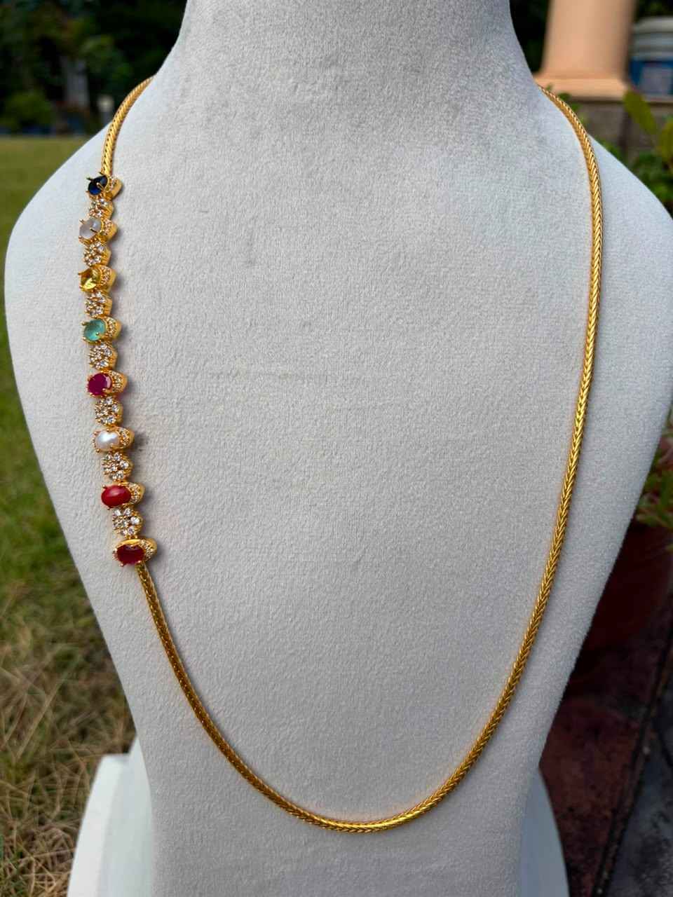 NOTE 2 WEEKS TO DISPATCH UNDER MAKING CAN PREBOOK HERE  C026 Microplated Navaratnam  Mogappu chain 30 inches
