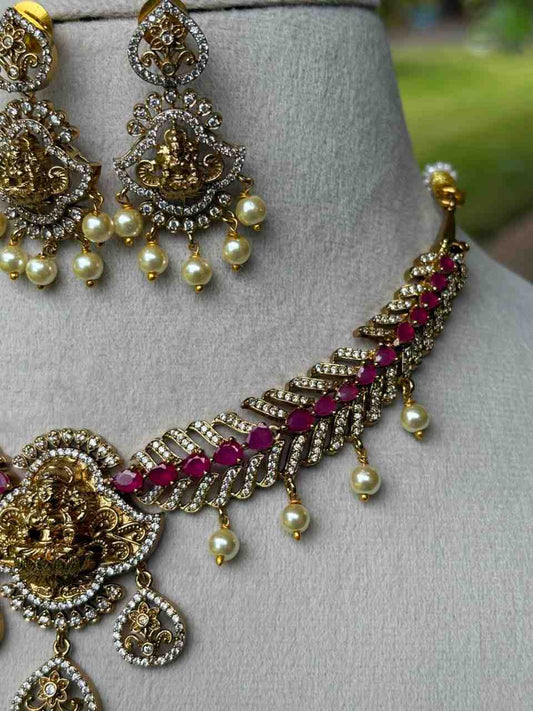 N0116 Peacock Feather Temple Necklace