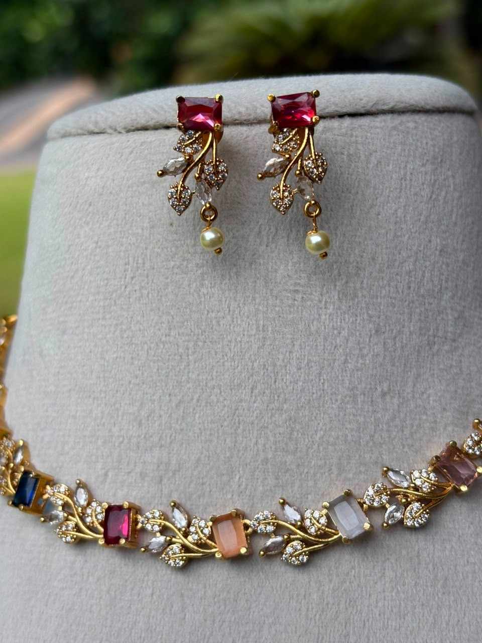 N0109  Navaratnam Multi Color  Necklace