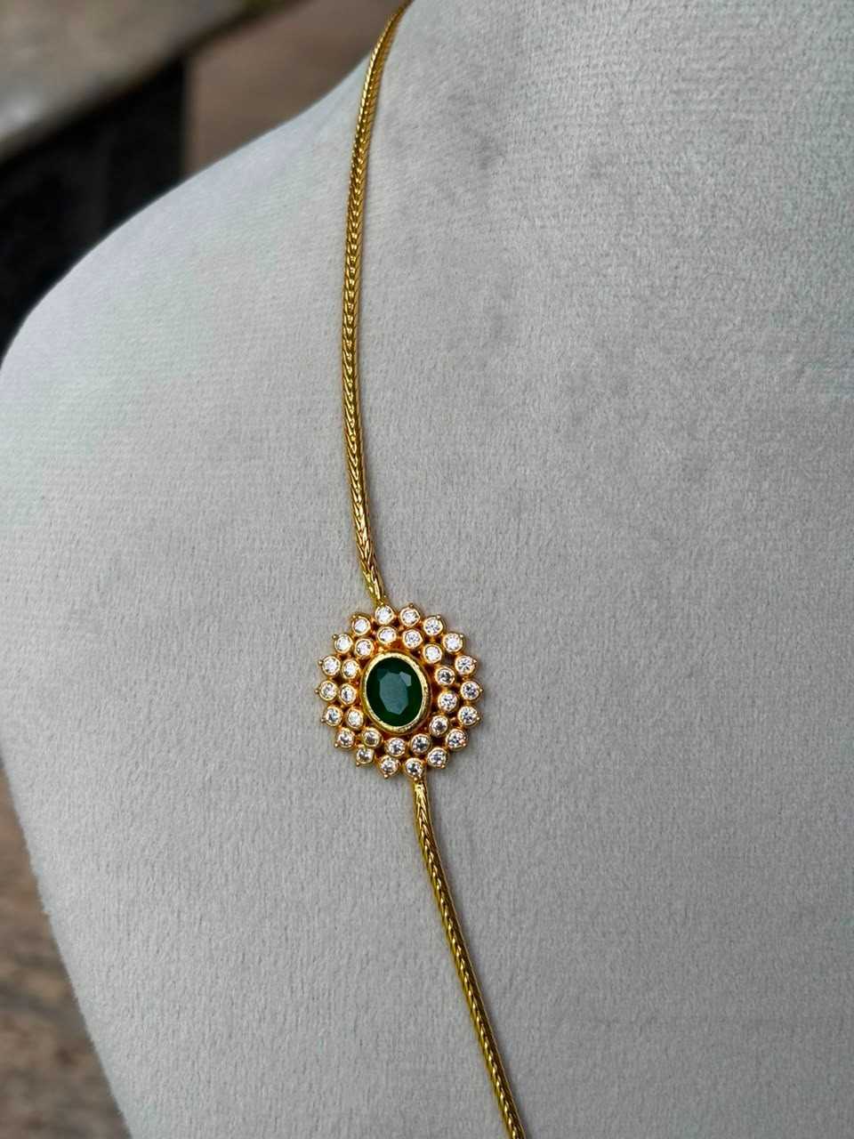C027 Simple stone Mogappu Chain 28 inches
