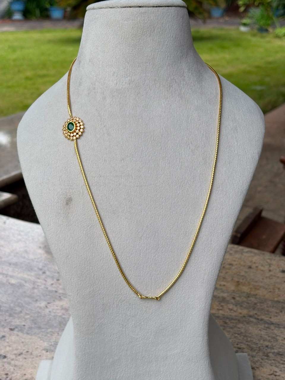 C027 Simple stone Mogappu Chain 28 inches