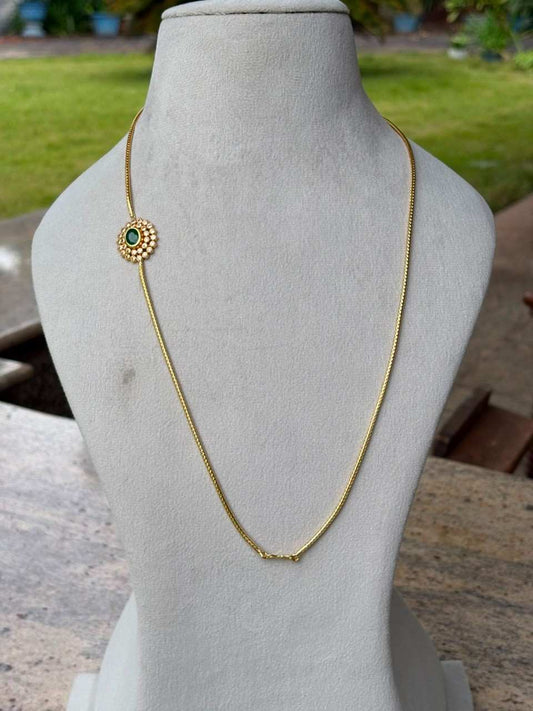 C027 Simple stone Mogappu Chain 28 inches