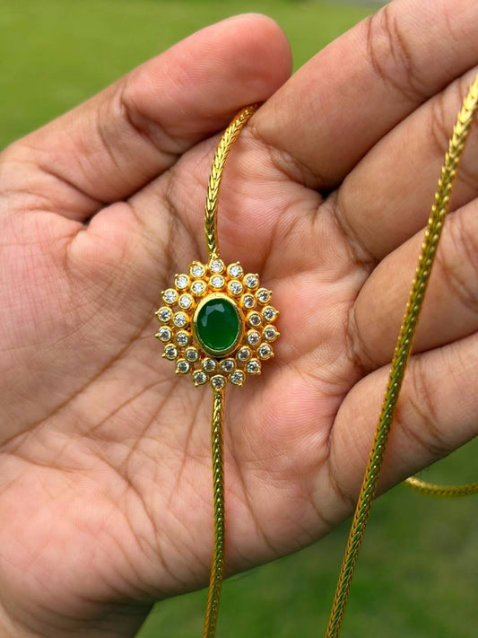 C027 Simple stone Mogappu Chain 28 inches