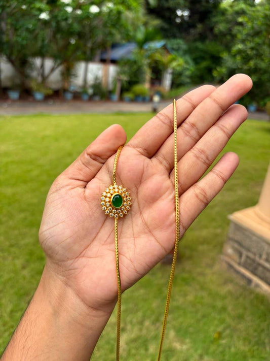 C027 Simple stone Mogappu Chain 28 inches