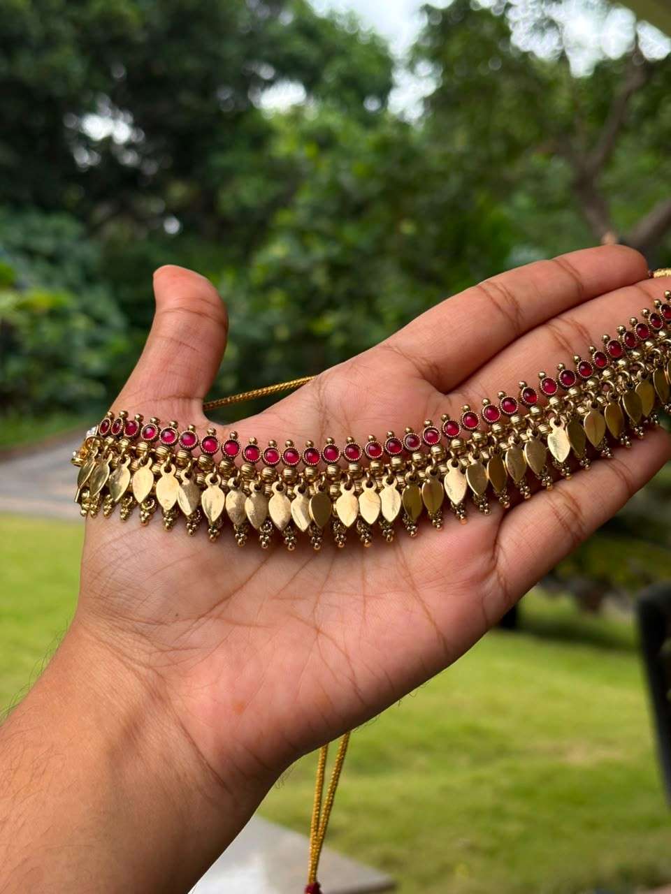 N0317 Ellakathali chocker red stone