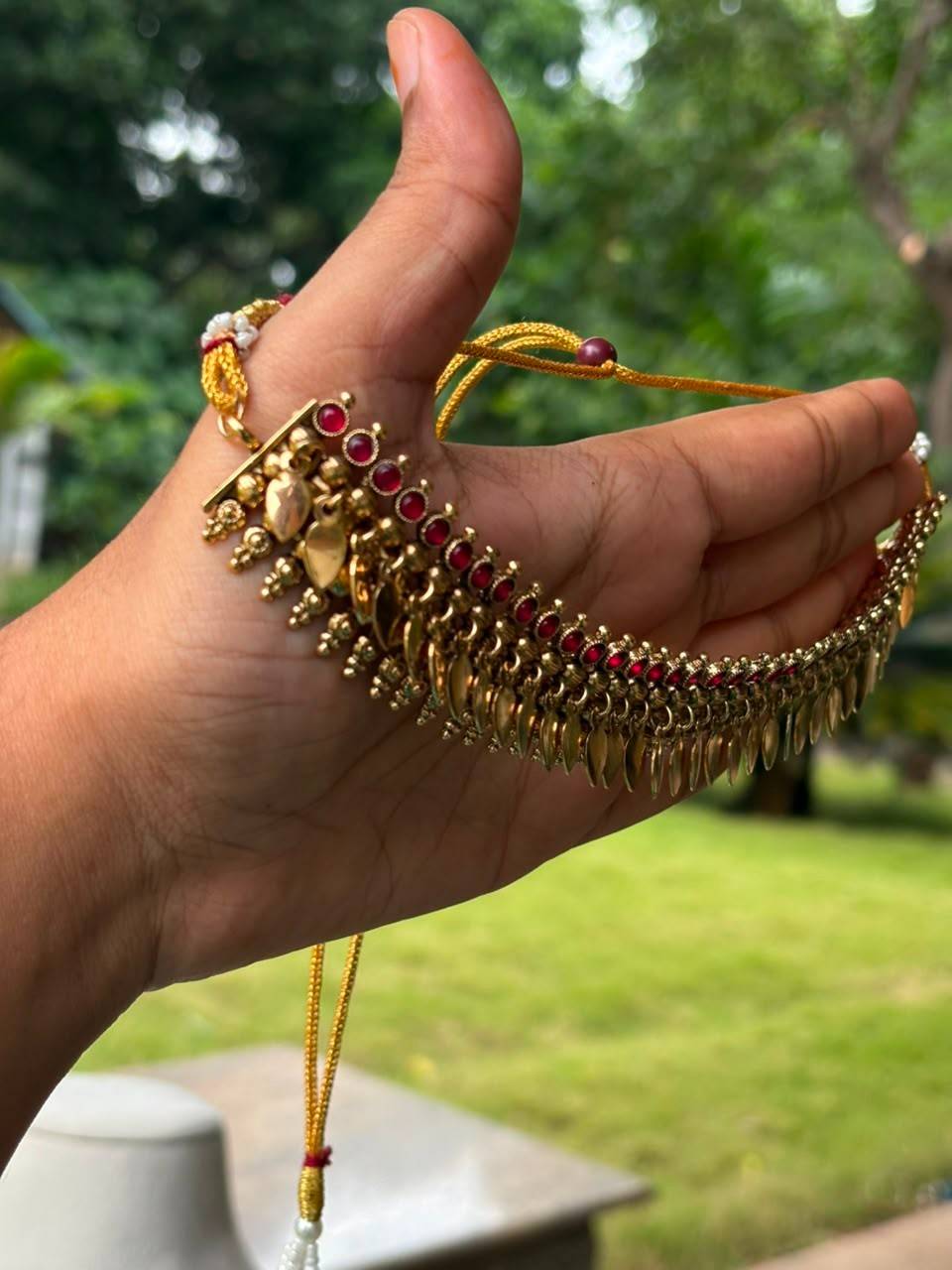 N0317 Ellakathali chocker red stone