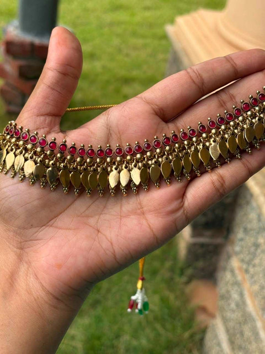 N0317 Ellakathali chocker red stone