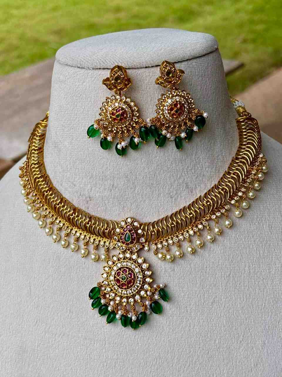 N0242 Premium Quality Floral Pattern Jelabi Necklace with Earring