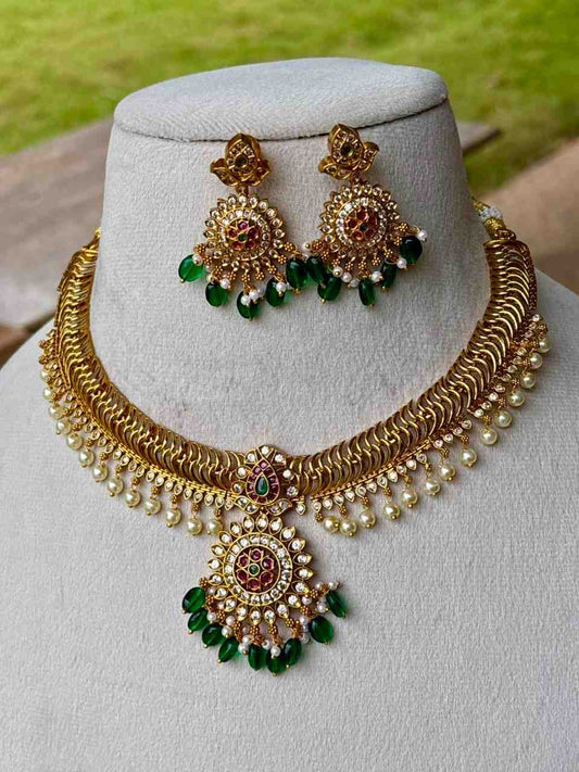 N0242 Premium Quality Floral Pattern Jelabi Necklace with Earring