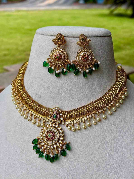 N0242 Premium Quality Floral Pattern Jelabi Necklace with Earring