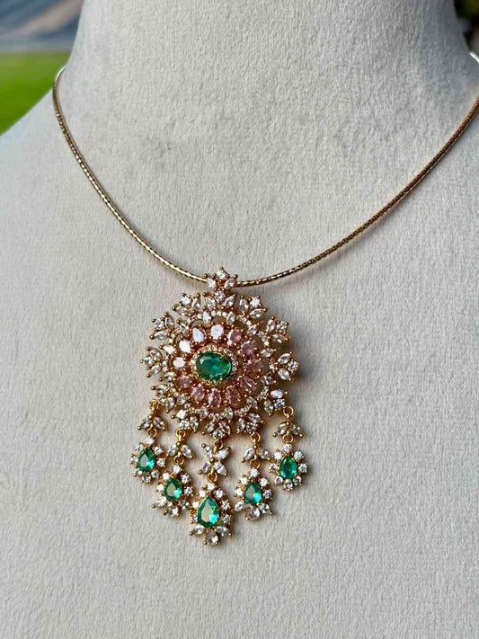 Premium Quality stone Necklace with Floral Pendent N0143