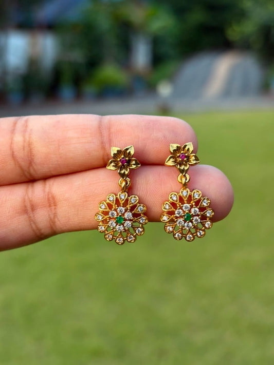 J0218 White Stone Floral Small Size Jhumka