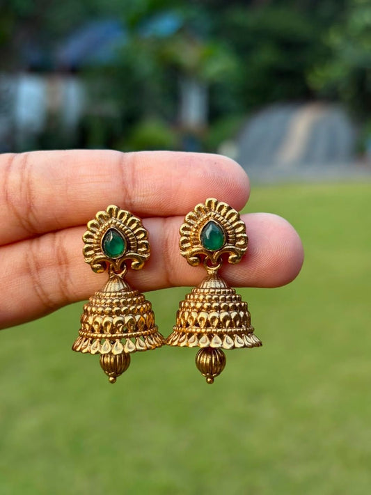 J0217 Green Stone Small Size jhumka