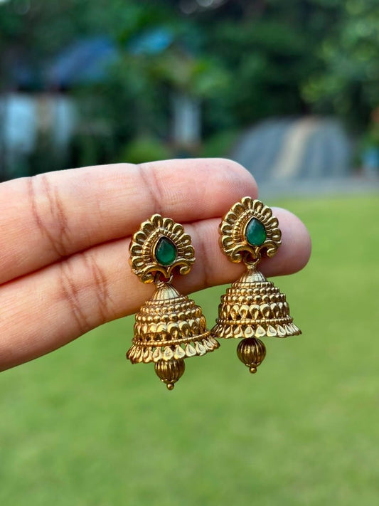 J0217 Green Stone Small Size jhumka