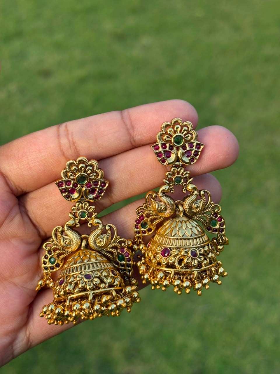 J0220 Peacock Design Bridal Jhumka